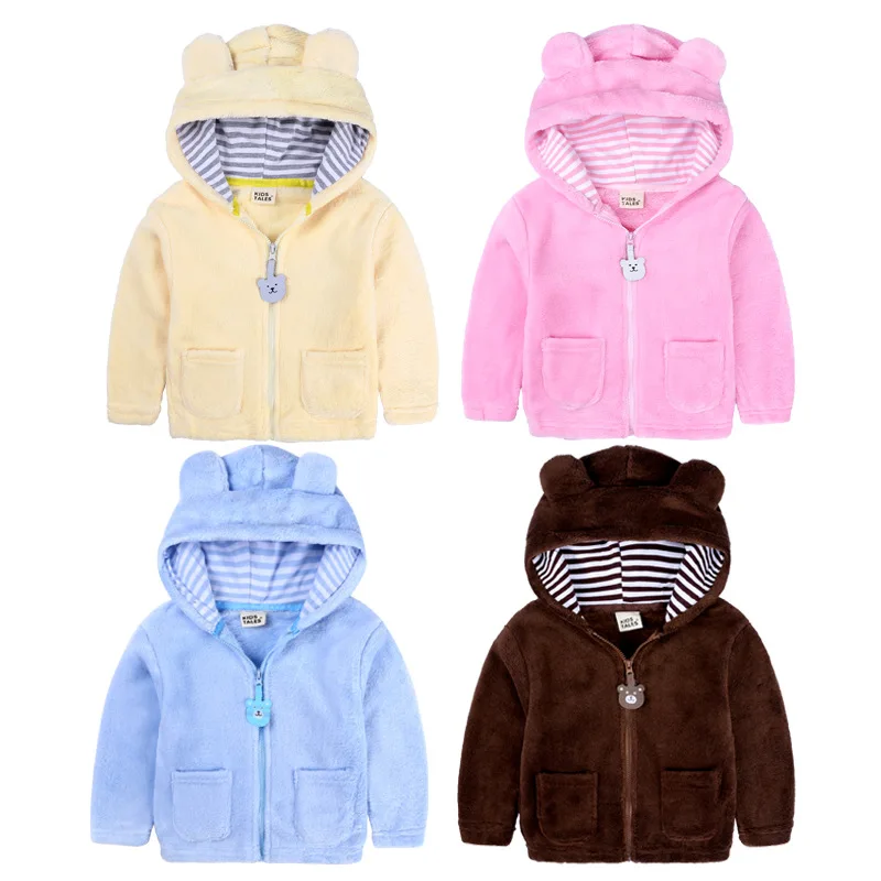 Factory Customization Unisex Long Sleeve Hooded Coral Fleece Baby Clothes Winter Coat Baby Coats Baby Winter Coat