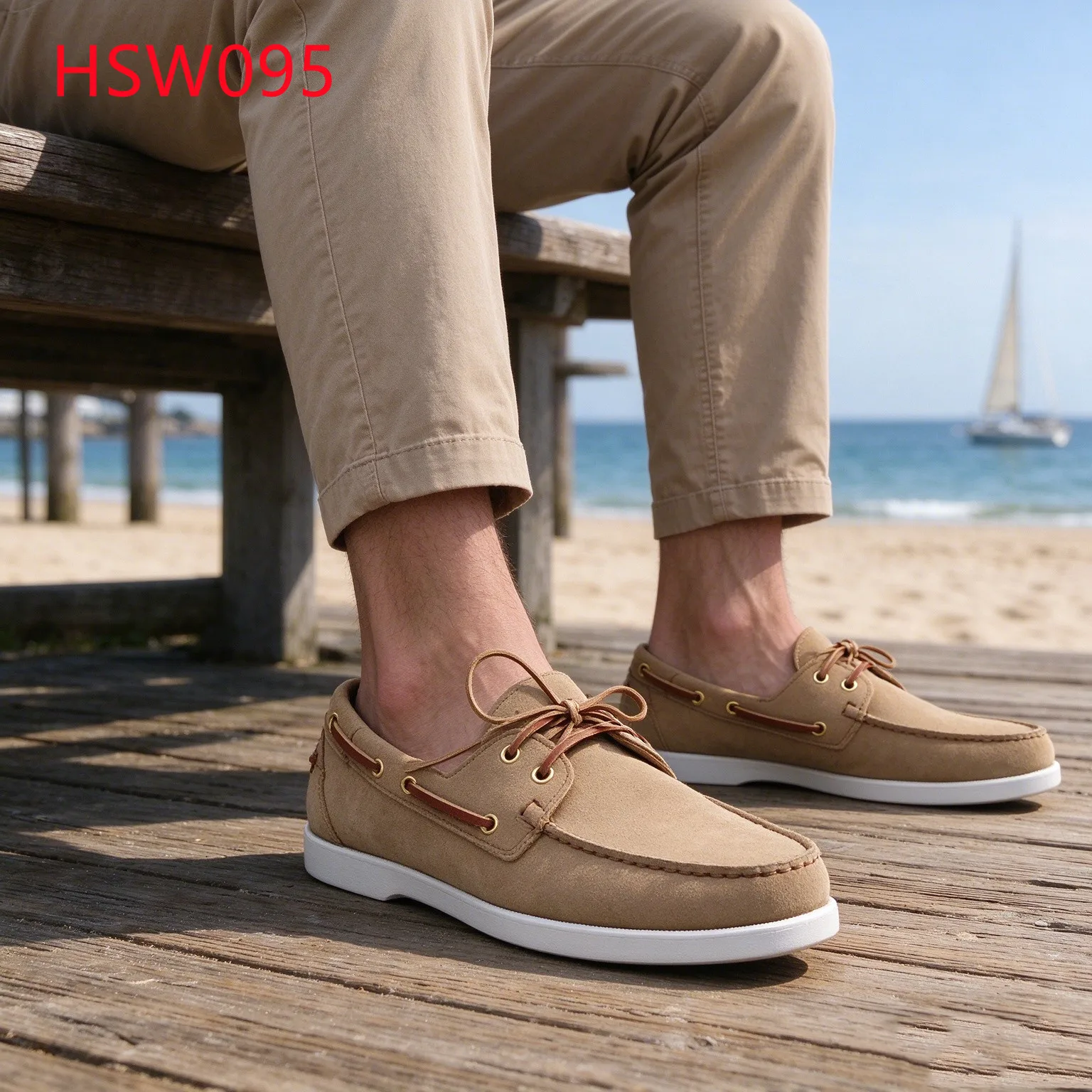 LXG,Coastal Vacation Non-marking Sole Hua Singh Boat Shoes Sand/black/blue Color Soft Moccasin Shoes with Brass Eyelets HSW095