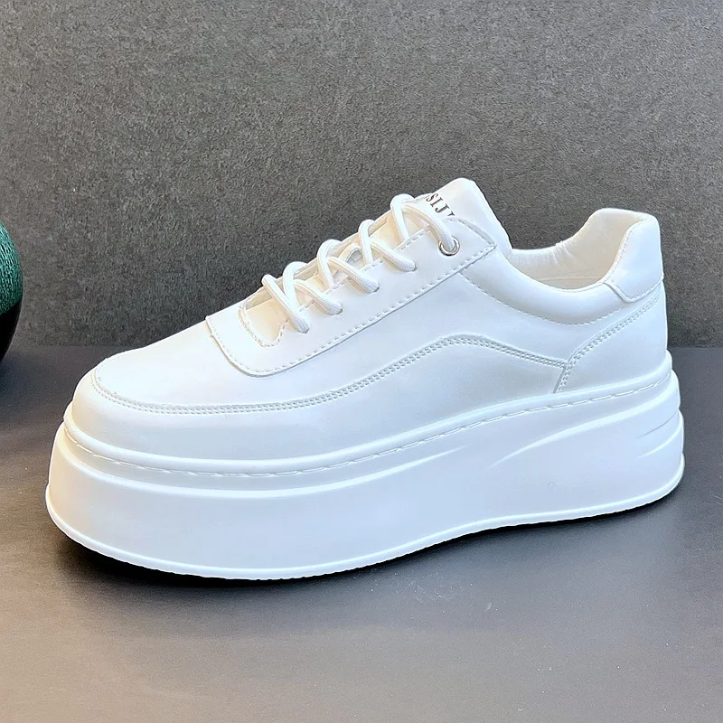 Mens Shoes Summer Breathable New Thick Soled Inner Height Increasing White Shoes Mens Trendy Versatile Casual Board Shoes Men