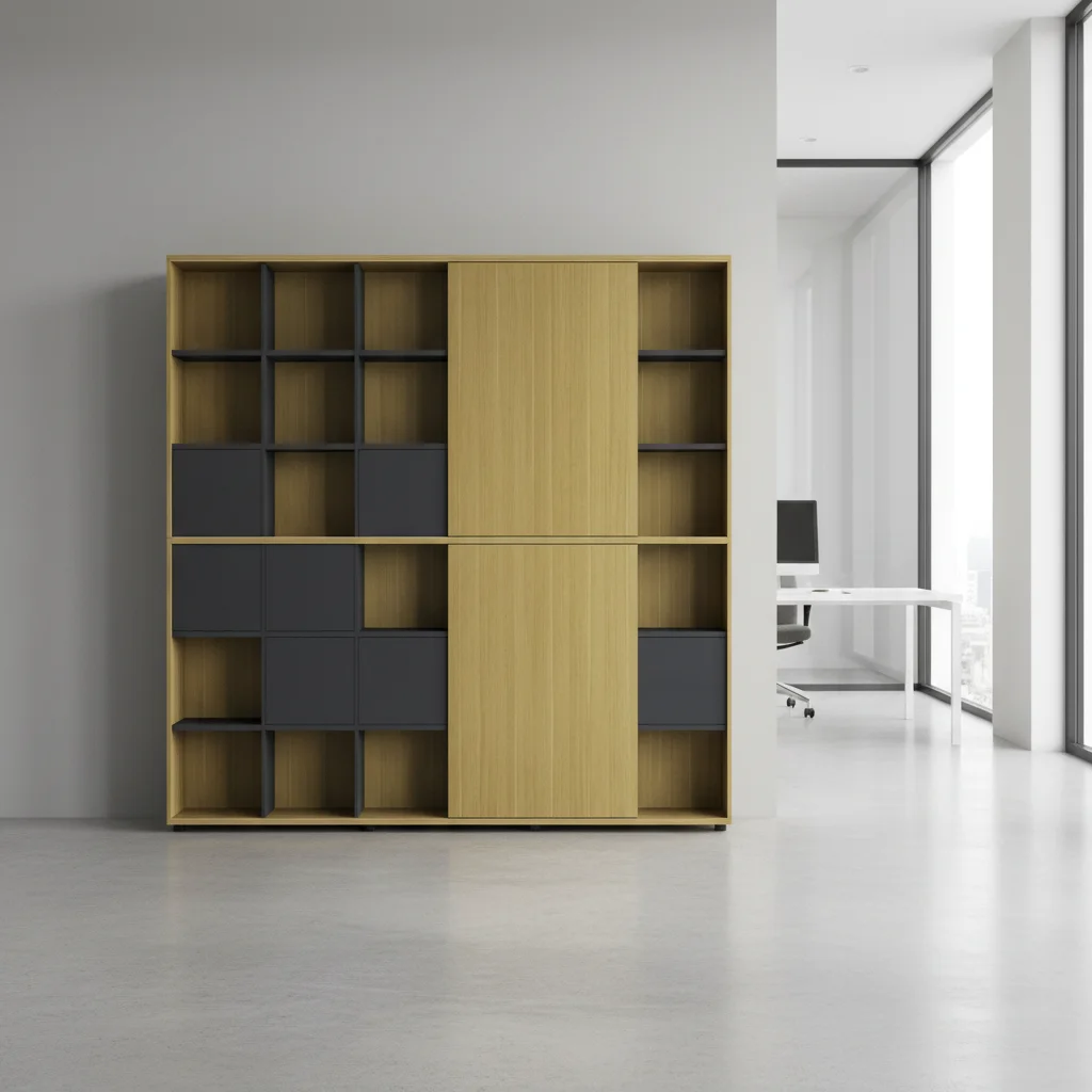 Executive Seven-Door Solid Wood Filing Cabinet with Aluminum Trim Adjustable Modern Home Office Storage Commercial Solution 3