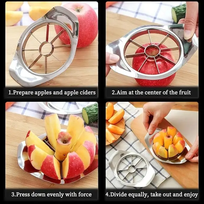 Sharp Stainless Steel Fruit Slicer Divider Corer Easy to Use Kitchen Tool for Apple Pineapple and Vegetable for Everyday Use