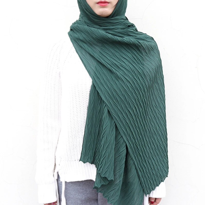 NEW Plain Pleated Wrinkle Maxi Hijabs Scarf Shawl 