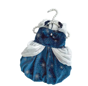 Pretty Dog Princess Skirt Clothes Blue Snow Dress for Summer and Fall Ready to Ship Made of Plastic