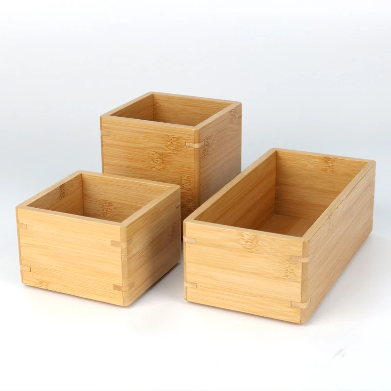 Bamboo Multiple Sizes Multiuse Organizer Storage Boxes Sets For