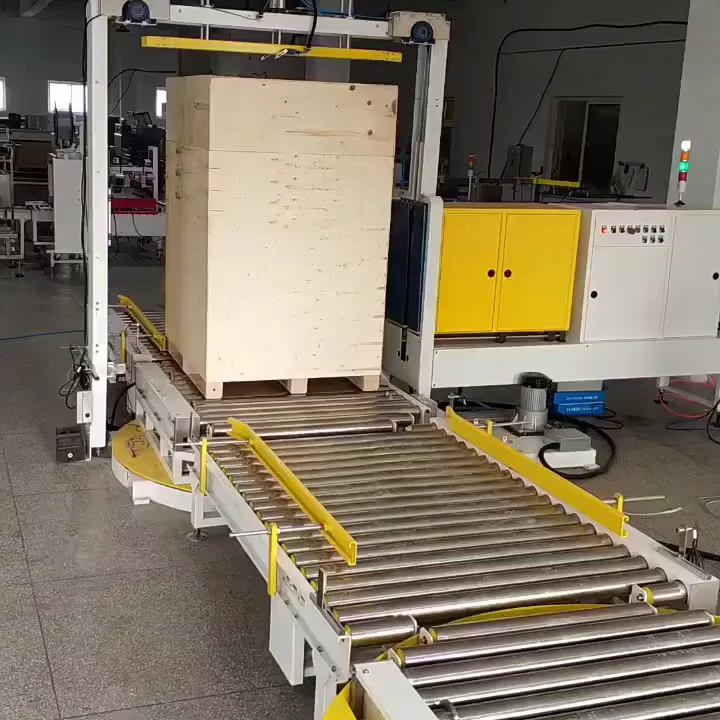 Fully Automatic in Line Pallet Wrap Machine with Pallet Strapping Machine