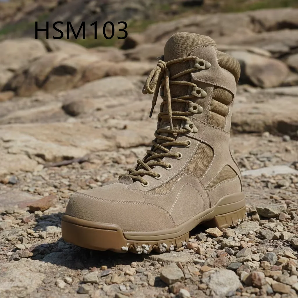 LXG,desert Walking Sturdy Outdoor Boots with Padded Collar Base Training Springy Feel EVA+rubber Sole Marching Boots HSM103