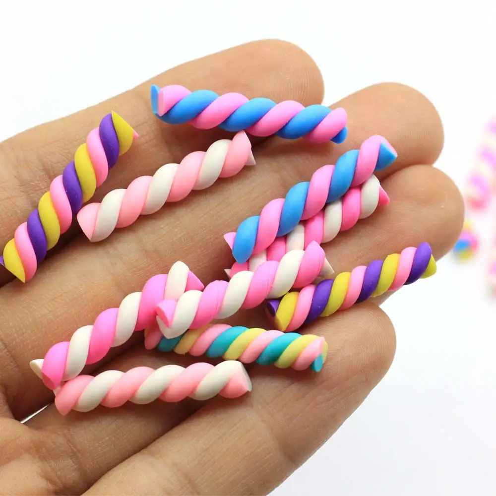 DanLingJewelry 10 Ciondoli A Forma Di Lecca-Lecca In Argilla Polimerica | Assortiti Colorati, Fai-da-Te Per Bracciali E Collane