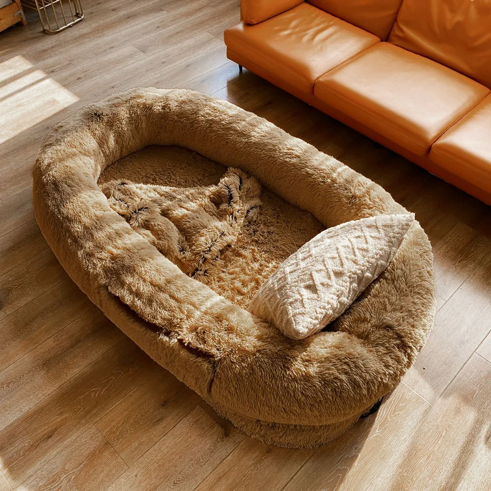 Manufacture 160cm Non-Slip Washable Long Plush Giant Fluffy Pet Bed For Cat Dog For Pet Animals