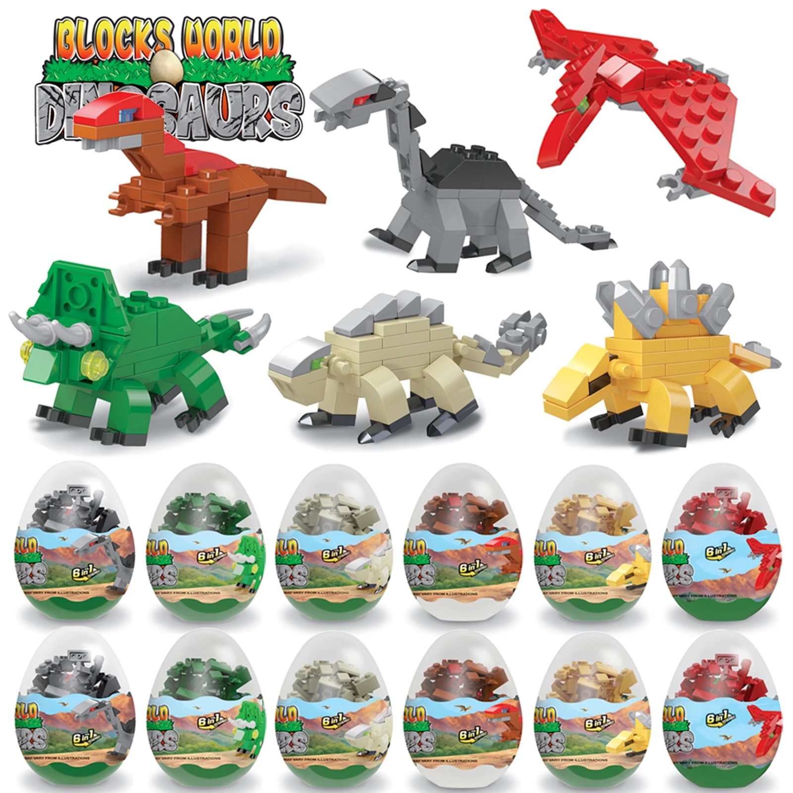 Dinosaur Easter Egg Building Blocks 12pcs/set Animal Dinosaur Model ...