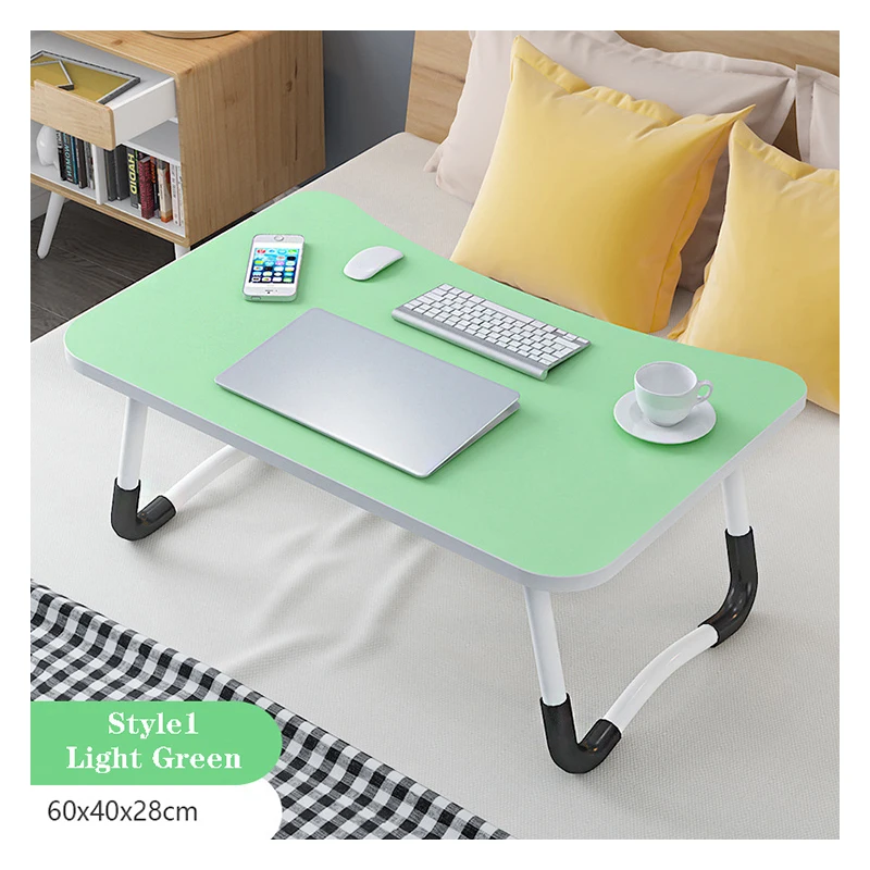 Adjustable Folding Wooden Design Computer Laptop Tray Desk Mini Bed Table with Metal Material for Breakfast & Writing
