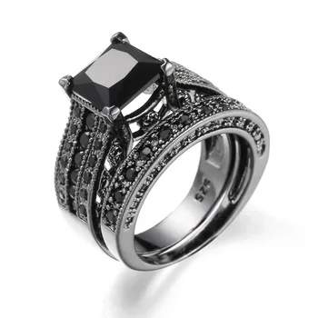 Silver Plated White Night Diamond Amp Black Onyx Square Menring Ring Gemstone Man Fine Jewelry For Dad Mens Gifts For Him