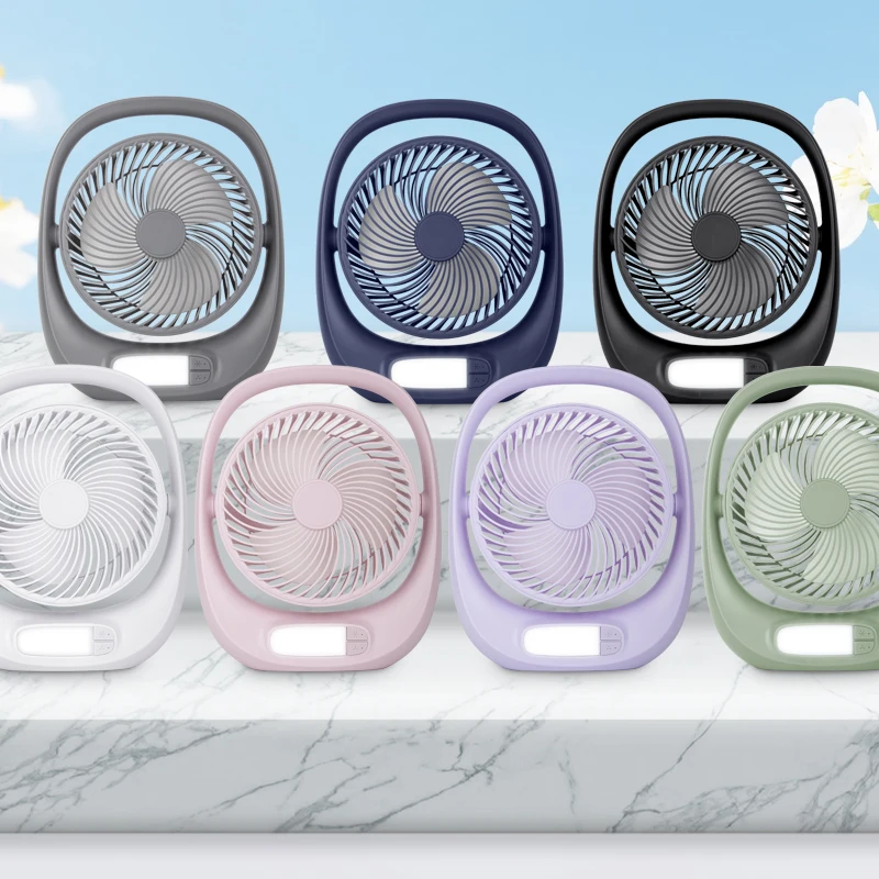 Portable Mini Manual Desk Fan Rechargeable with 5V USB Cable for Outdoor Table Plastic Gua Air Cooling Fan 7 Color Options Goal