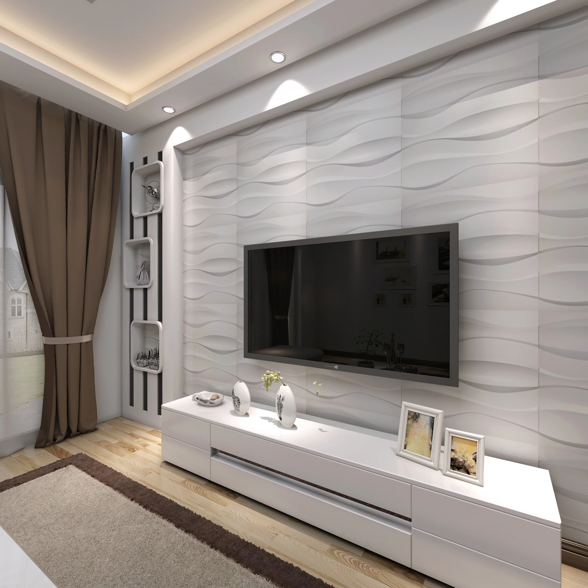 Factory Supply High Quality PVC 3d Embossed Relief Interior Wall Panel Wallpaper From China