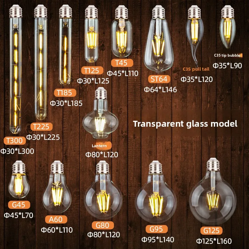 Ayarlama Yapılabilir Vintage LED İplik Ampul Edison RV Düşük Konut 2700K 3000K 4000K 6000K Vintage Stiller