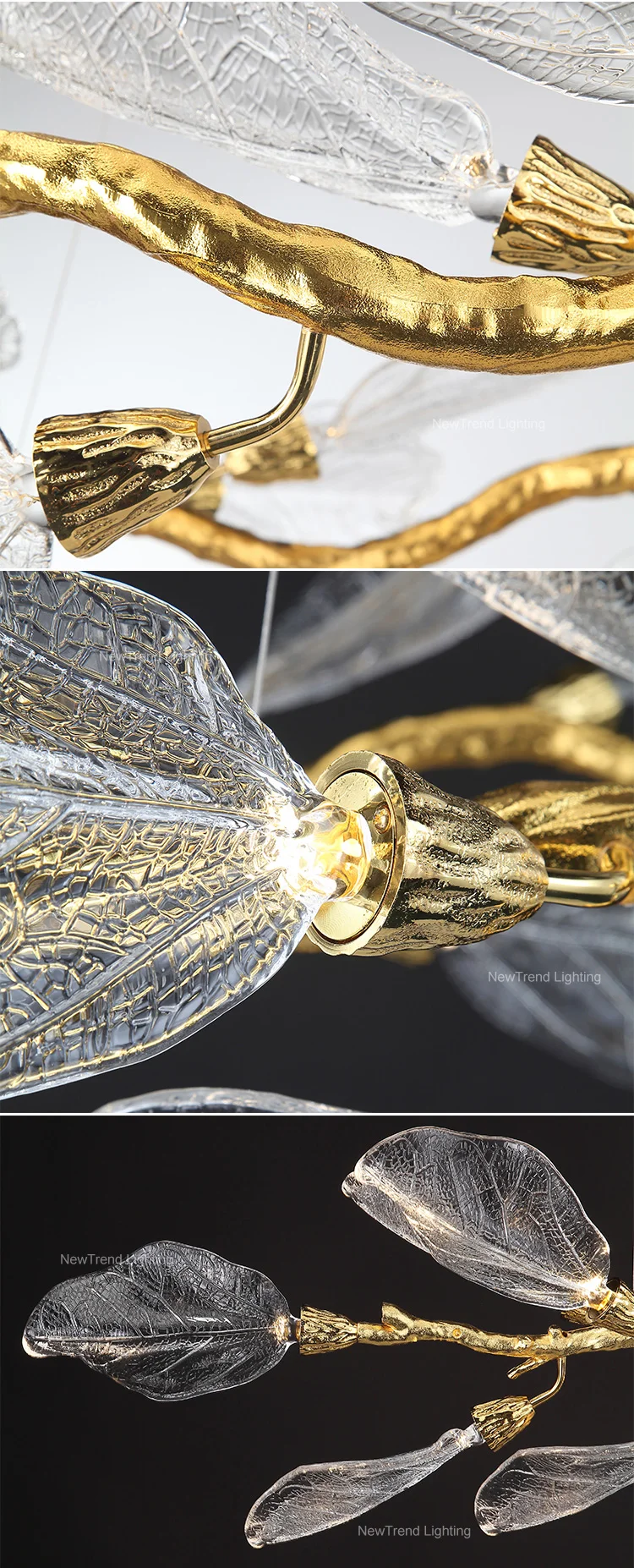 lc qm06 new product indoor decoration aluminum acrylic living room dining led branch chandelier pendant light-2