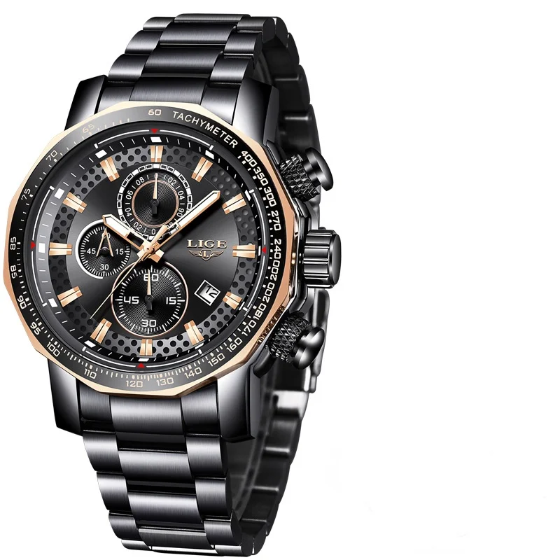 LIGE 9902 Men's Watch Luxury Sport Chronograph