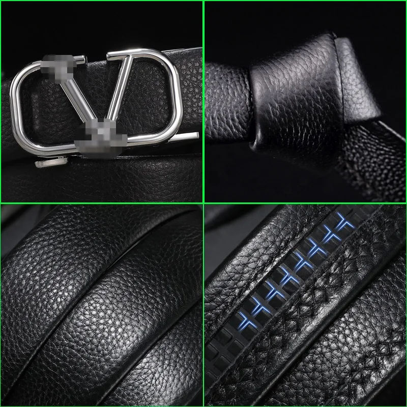 Source Factory Wholesale Trendy Custom Automatic buckle Genuine Leather  Fashion V Luxury Brand Famous Designer Men Belt on m.