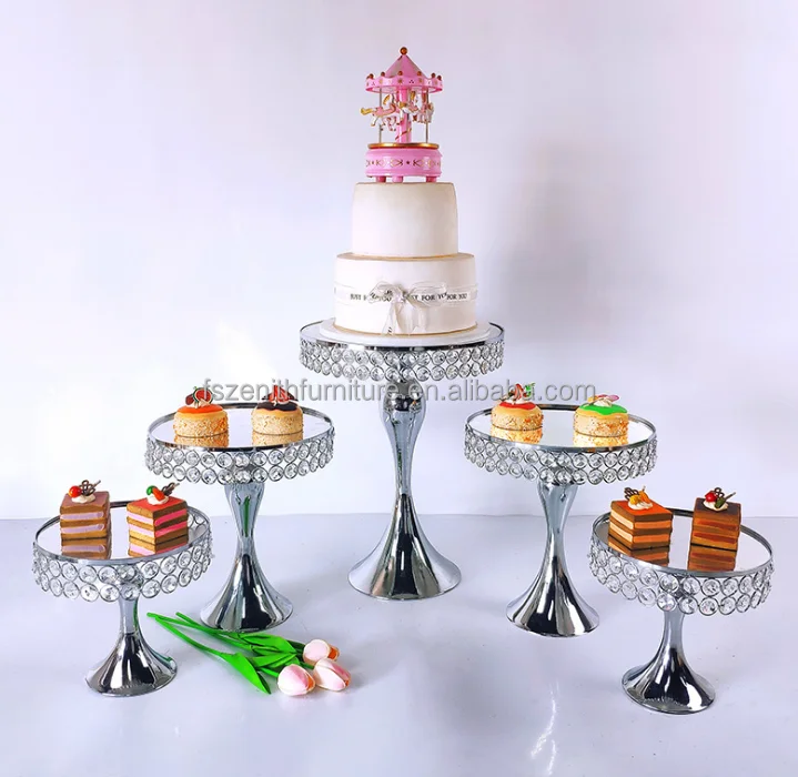 Plateau De Présentation En Verre Cristal Doré 3 Niveaux - Présentoir à Gâteaux, Fruits Et Desserts Pour Mariages Et Fêtes - 54x25x19cm