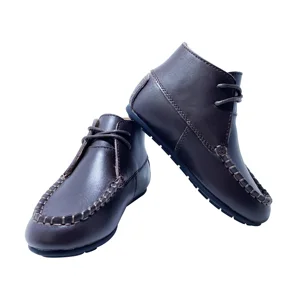 Factory Direct Sale Customized Lace-up Genuine Cow Leather Boots for Children