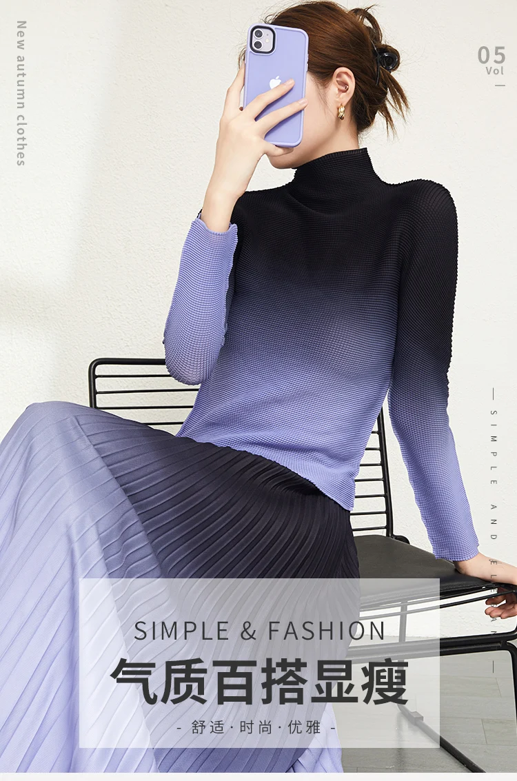 Fast Delivery Clothing 2022 Pleat Printed Gradient Color Women 2 Pieces