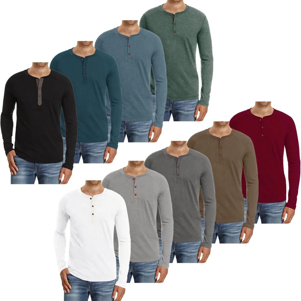 Long Sleeve Henley Shirt,Casual Shirts 
