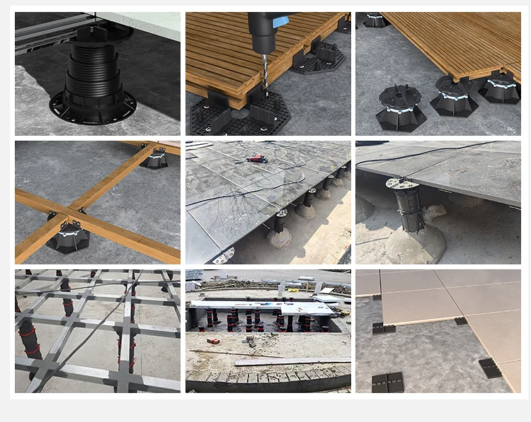 Adjustable PVC Pedestal Roof Support Raised Floor Stand Customized for Hospital Hotel Flooring Accessories for Concrete Tiles