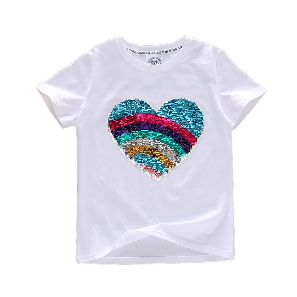 Camisetas Personalizadas Camiseta Con Corazon De Lentejuelas