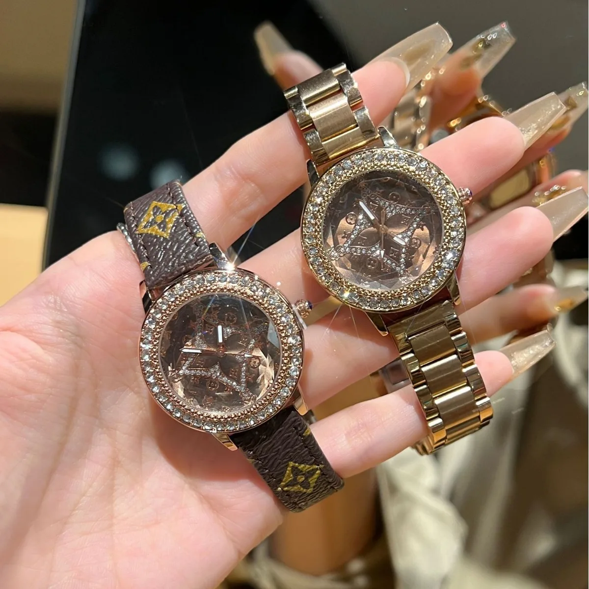 Top Brand Women Watch Elegant Diamond Watch for Women Leather Waterproof  Quartz Wristwatch Luxury Watches for Woman Gifts Reloj
