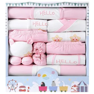 Baby Item 18-Piece Casual Baby Clothes Set 100% Cotton Gift Box Full Moon Outfit Button Closure New Born Baby Gift Set