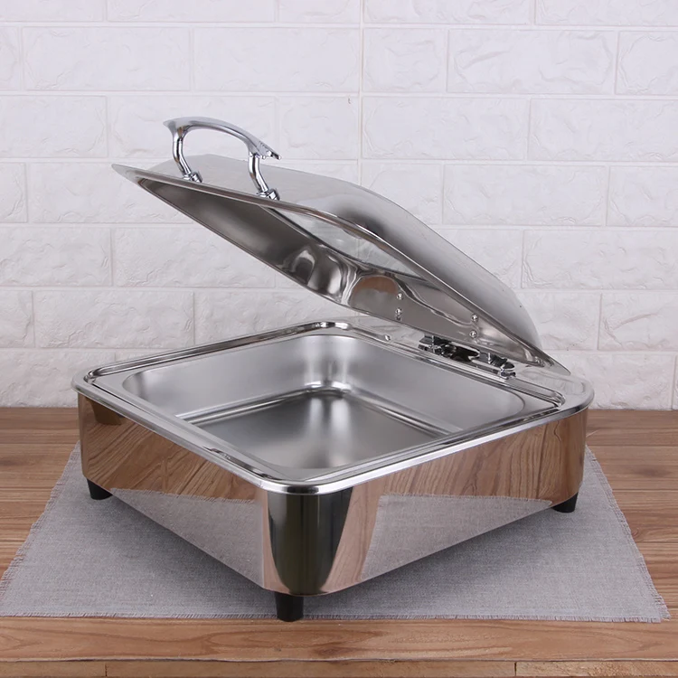 New Design Food Warmer Heater Chafer Dish Buffet Set Restaurant Square Stainless Steel Chafing Dish for Catering_2