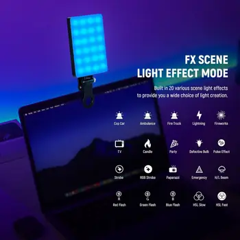 NEEWER RGB LED Light for Phone with Phone Holder & Light Clip, Dimmable CRI 97+ 3 Modes Phone Light, Built in 2000mAh Battery product image