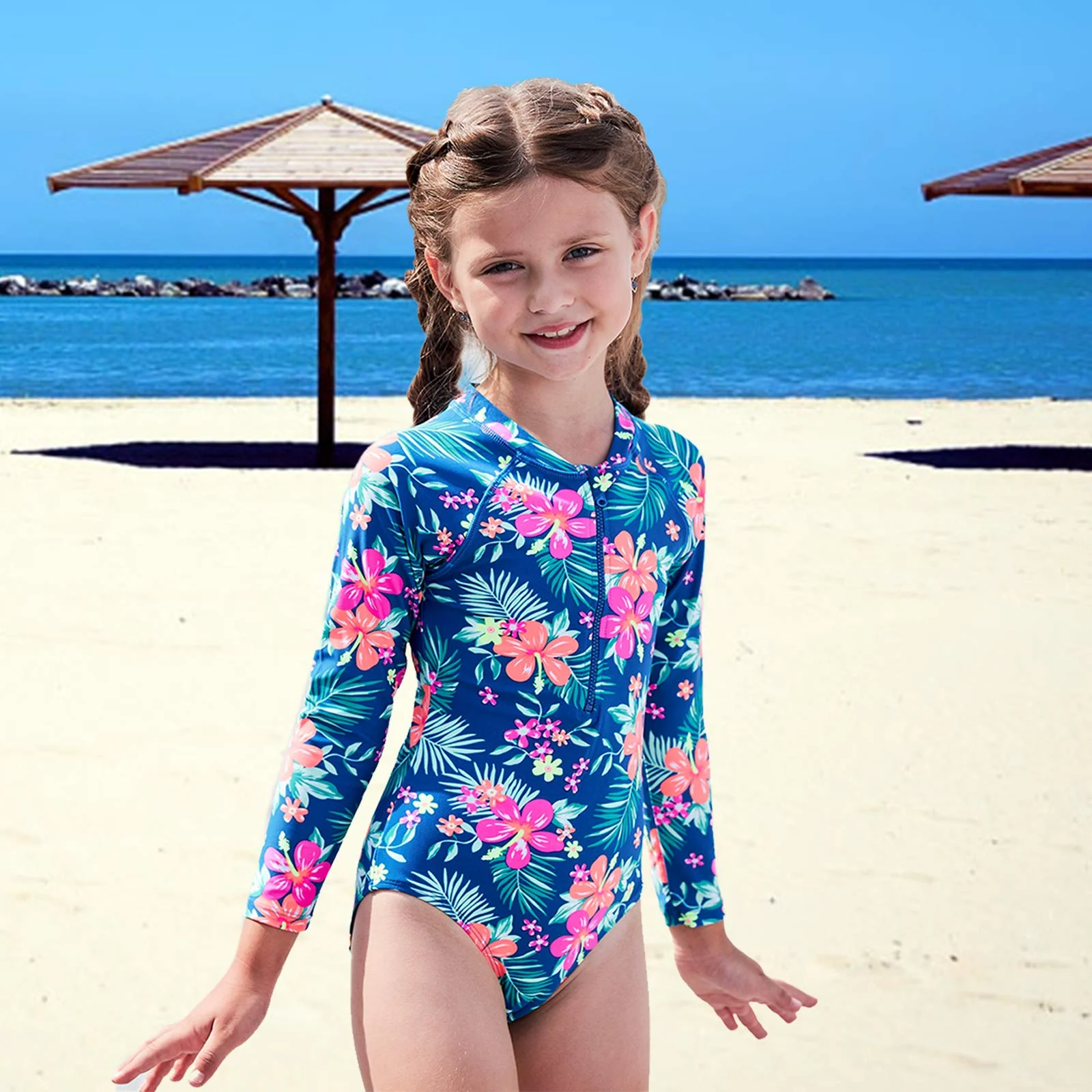 Customized Children Clothing Long Sleeve Swimsuit Kids Swimwear Sun ...