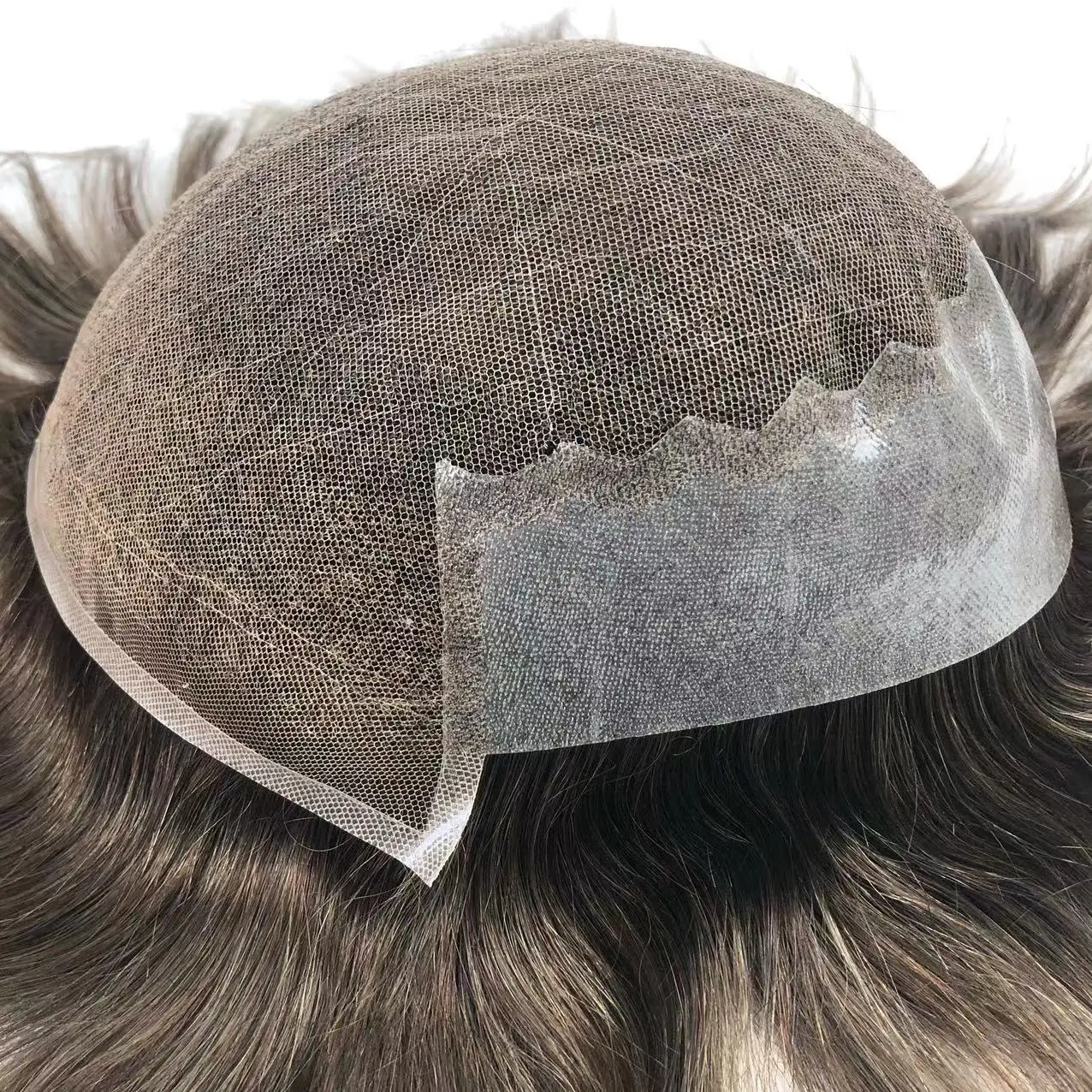 High Quality Q6 Natural Hairline Indian Remy Hair 8x10 Size Hair Piece Swiss Lace Front Bleached