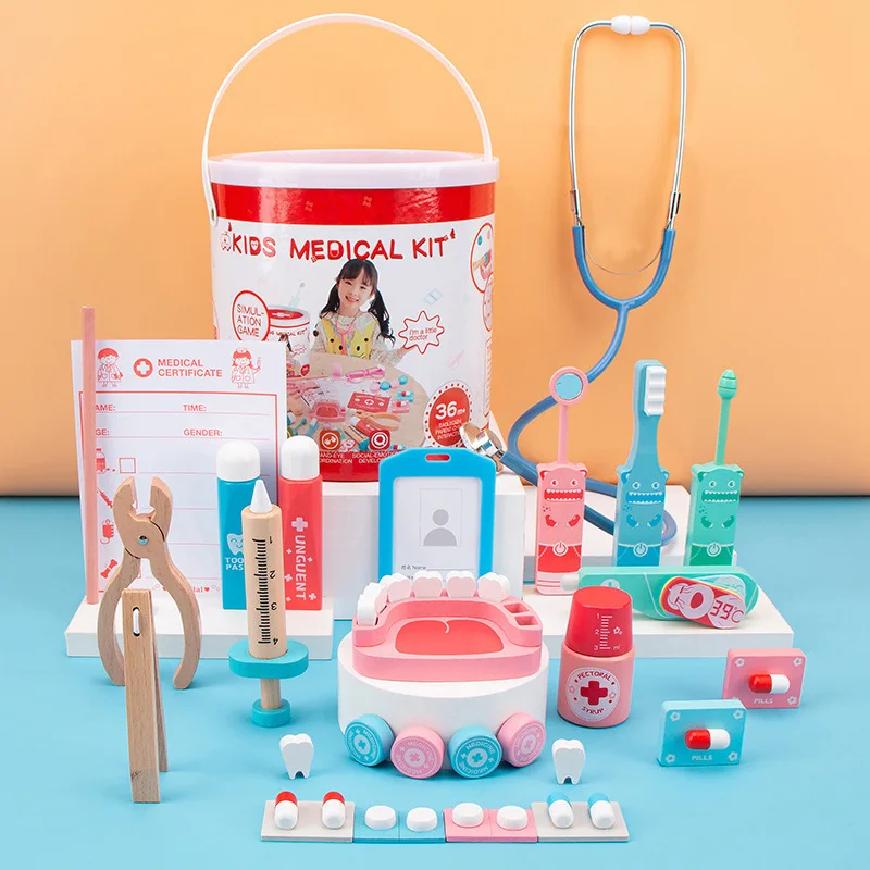 Новинка 2022 имитация врача набор игрушек развлекательный детский маленький врач деревянная игровой домик медицинская коробка