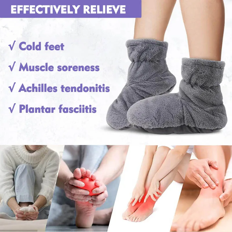 Microwavable Clay Beads Heat Pack Plush Wheat Heating Slippers