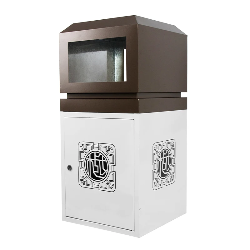 Wholesale Iron Rectangular Trash Cans for Outdoor Use Parks & Scenic Spots Garbage Recycling Stations Standing Waste Bins Lid