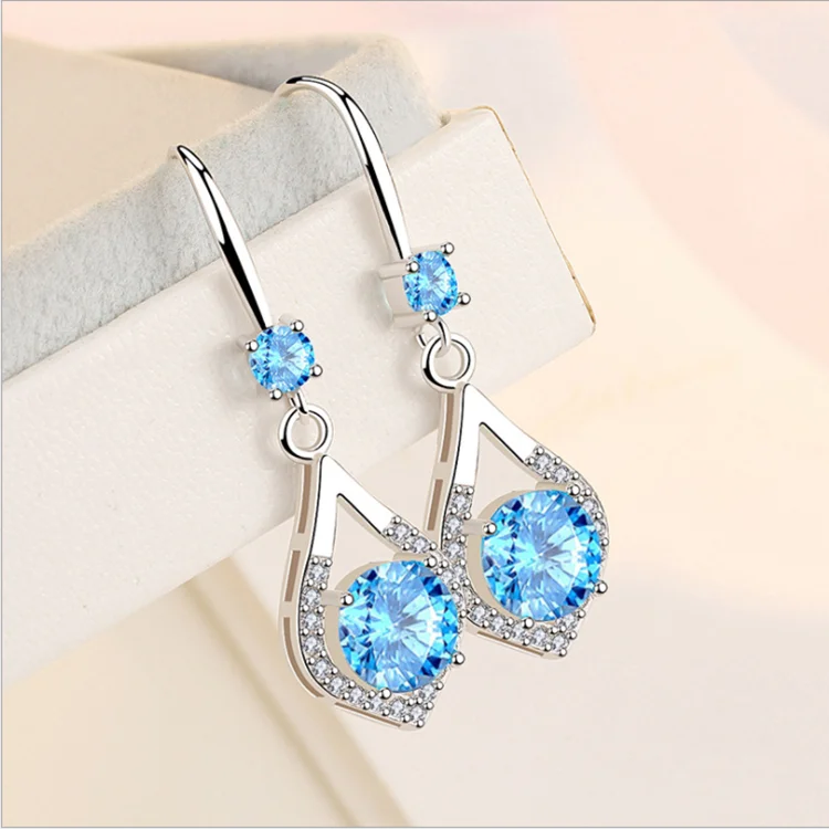 Korean Multicolor Drop Earrings Shiny Zircon Earrings With Diamond Crystal Earrings