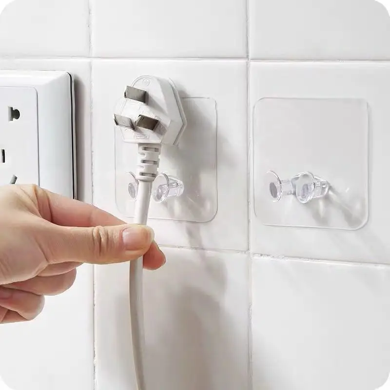 1pc Wall Storage Hook Power Plug Socket Holder Wall Adhesive Hanger Home Deco 
