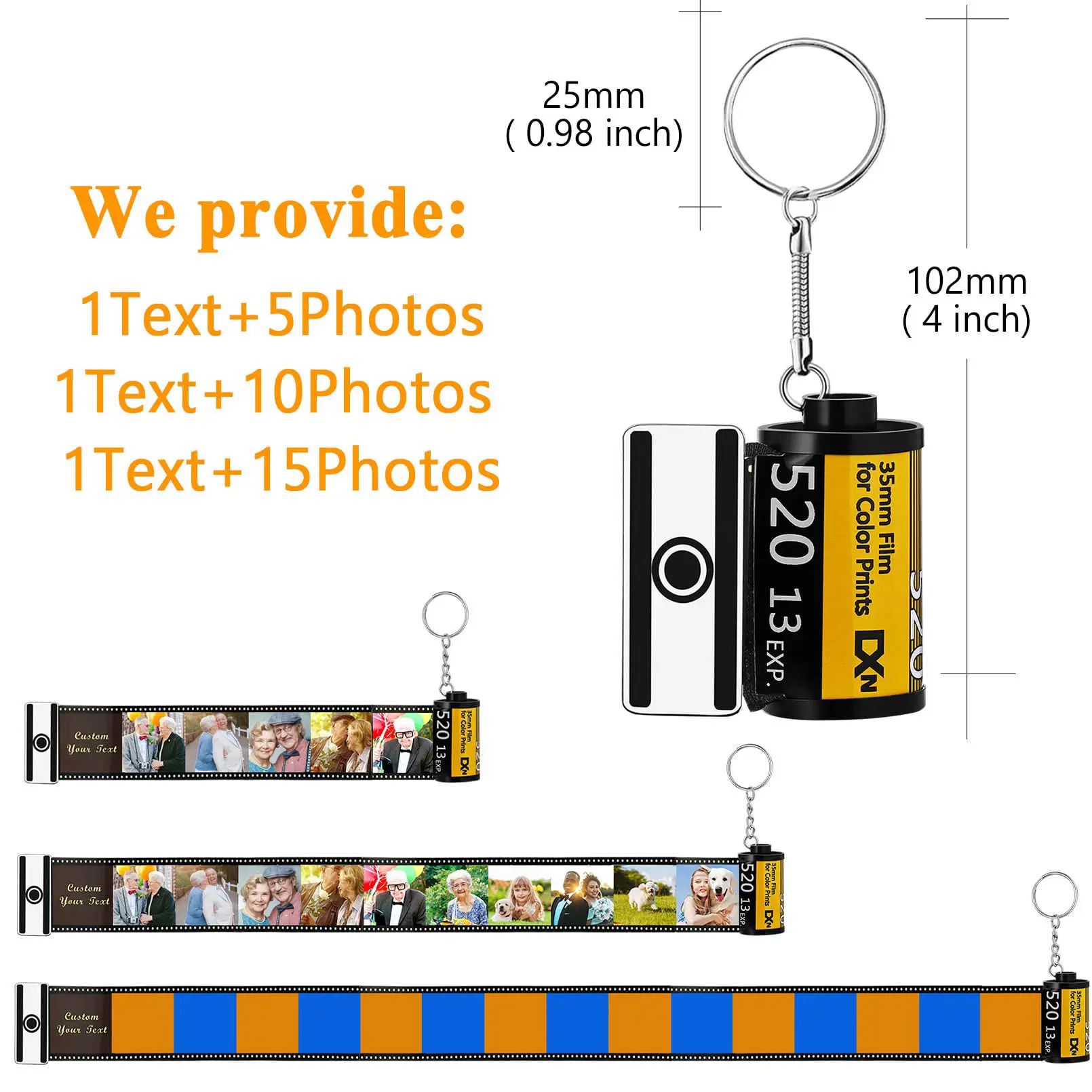 DIY Sublimation Blank Memory Film Roll Keychain