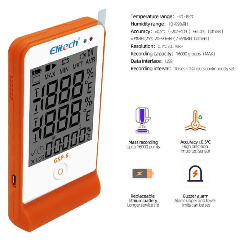 Gsp6 Elitech Auto Pdf Lcd Display Multi Use Humudity And Temperature