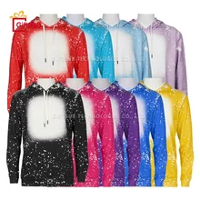 Custom Print Unisex Fleece Hooded Pullover Faux Bleach Polyester Bleached Look Sublimation Blanks Hoodies For Men