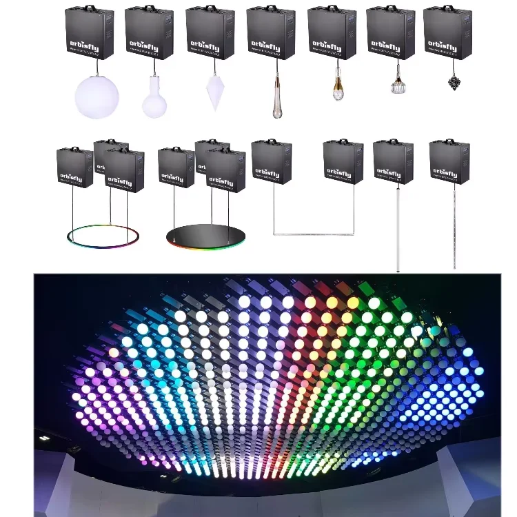 3D Stage Lighting DMX 512 Kinetic Lighting System DMX Winch RGB Ball Light