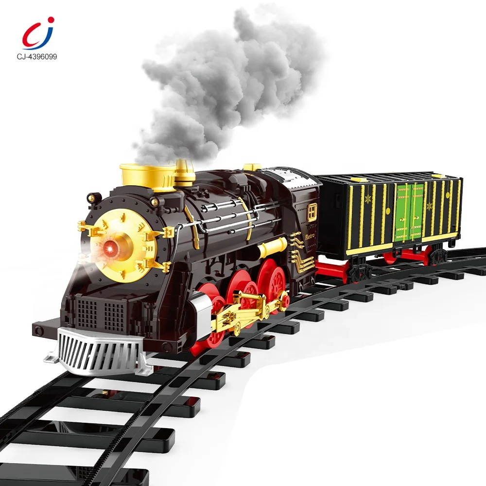 Chengji B O Railway Train Set Classic Spray Electric Slot Light Music Suit Simulation High-speed Retro Train With Steam