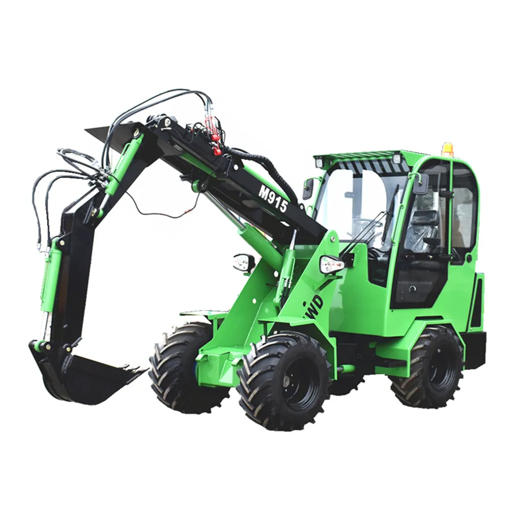 Mini Farm Machine Tractor Loader STEEL CAMEL 1500kg M915 Hydrostatic Boom Wheel Loader with Mini Digger