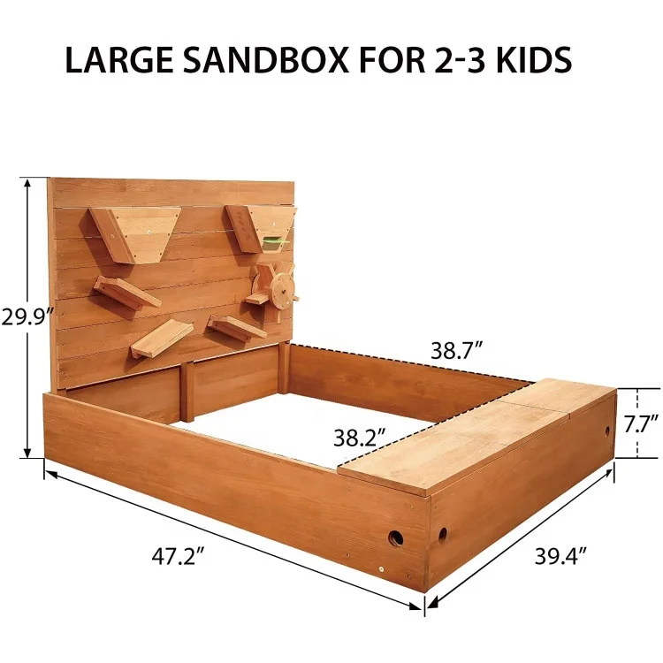 Outdoor Play Bench Garden Playground Children Sandpit Sandbox Wooden Wood 2Kids 1 Sandbox