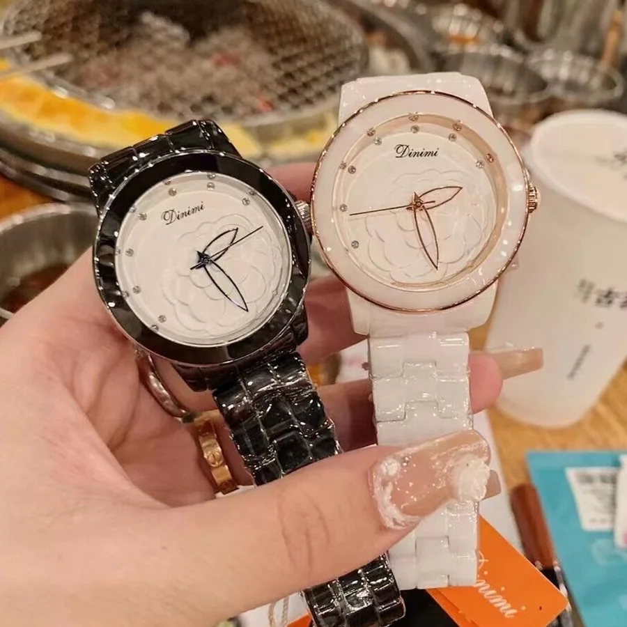Dinimi All-ceramic Watches for Women, with Large White and Black