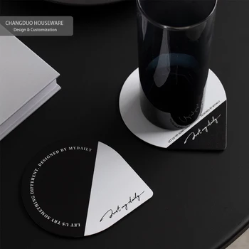 Versatile Water drop shape black and white Stainless Steel Coaster and Nail Art Practice Base - Perfect for Home bar Use