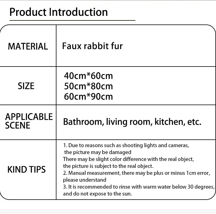 New Design Faux Rabbit Fur Bathroom Rug Mats Super Water Absorbent Bath Rugs Floor Mat Bathroom Mat details