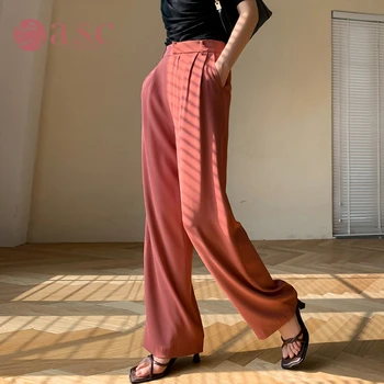 Cheap Casual cooling fabric High Waisted Wide Leg Loose Woman Pants
