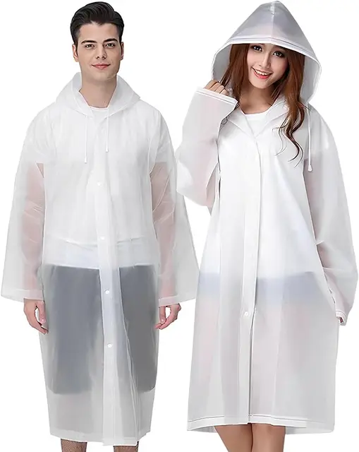 Rain Ponchos for Adults Reusable Emergency for Women Men with Hood and Drawstring